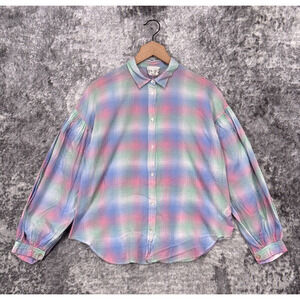 Forte Forte Top 1 / Small Womens Colorful Plaid Boxy Cotton Woven Button Shirt